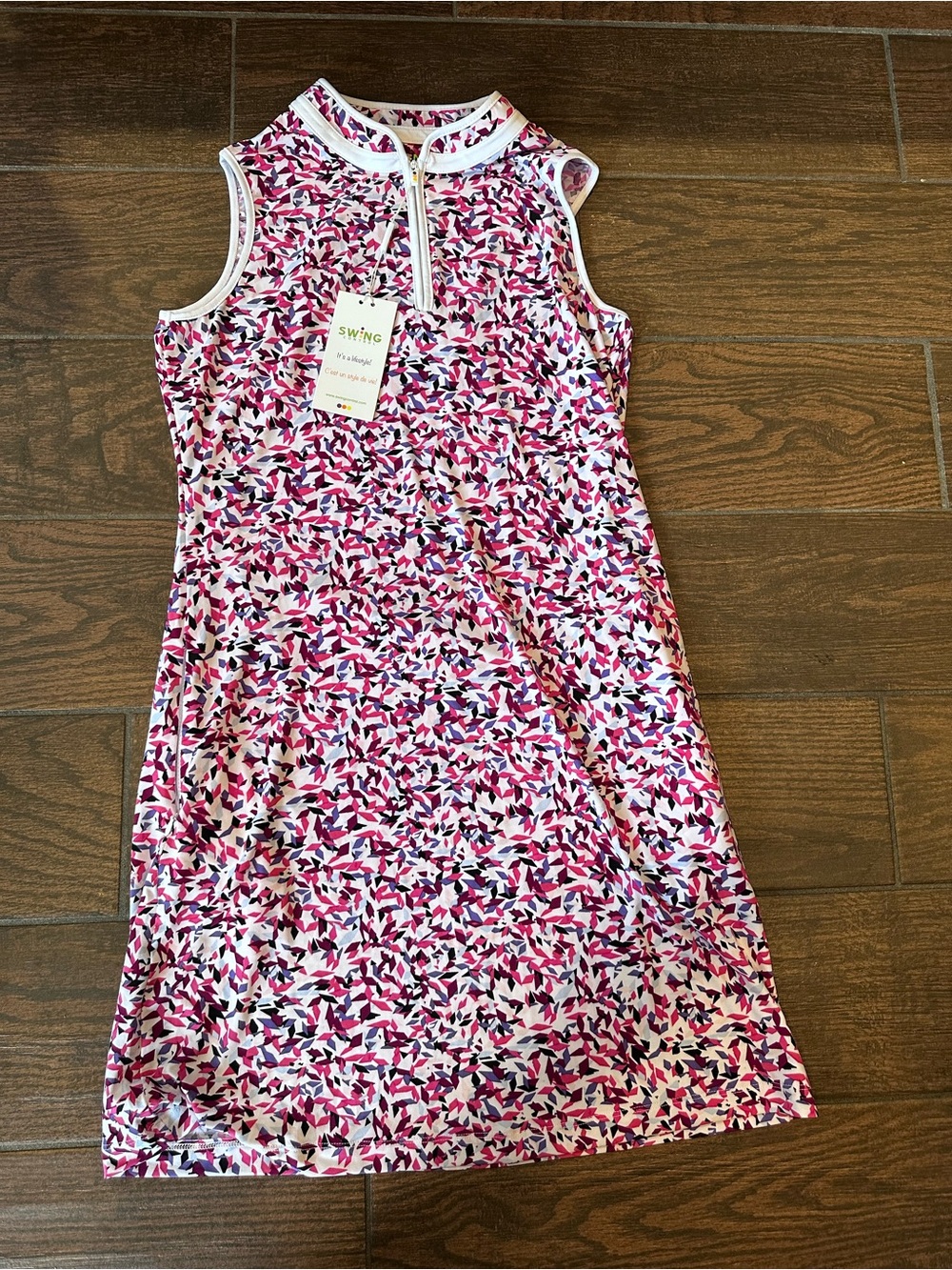 SWING Pink Floral Zip-Front Mini Dress